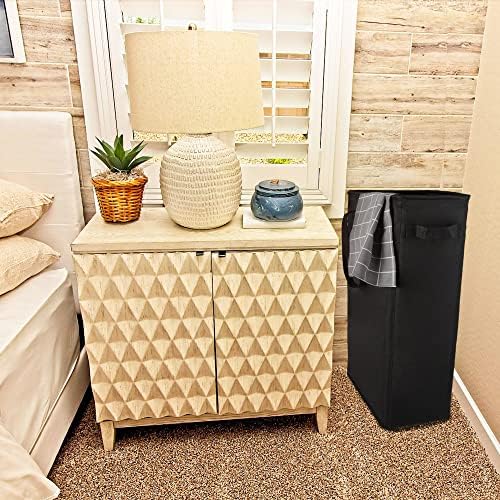 Odonata Slim Laundry Hamper Handles Collapsible Laundry Basket Thin Dirty Clothes Basket Narrow Laundry Bag Foldable Dirty Hamper 45L (Black) - Image 7