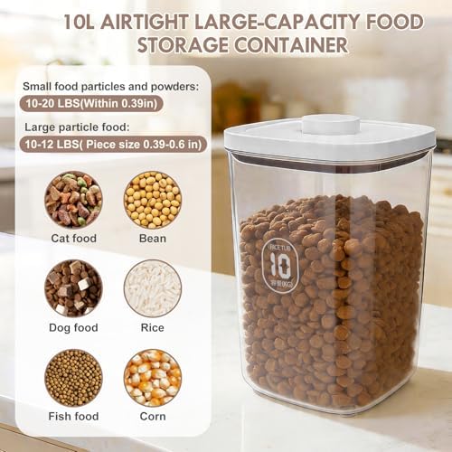 LEAWALK 10 Lbs Airtight Dog Cat Pet Food Storage Container PopTop White - Image 5