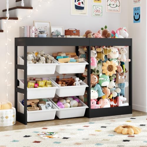 VontinT 50.6" W Toy Storage Organizer with Stuffed Animal Holder,Wooden - Image 2