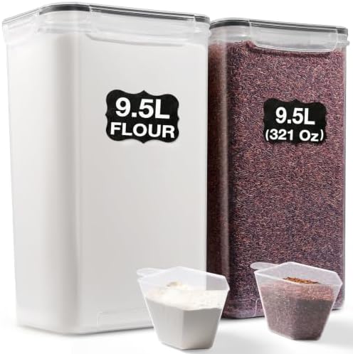 Gorpuire 2-Pack (9.5L | 321 Oz) Extra Large Bulk Food Storage Containers by Gorpuire