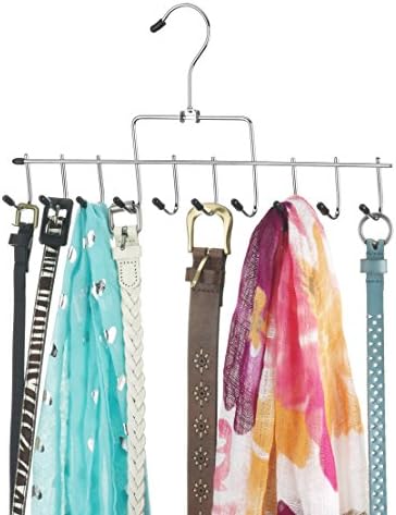 Whitmor Clothes Hanger, 10 Hook Accessory-Hanger, Chrome Metal Tie Hanger for Closet, Belt, Ties, Scarves Organizer and Rack, Space Saving Closet Accessories, Black Tips, (Pack of 12) - Image 2