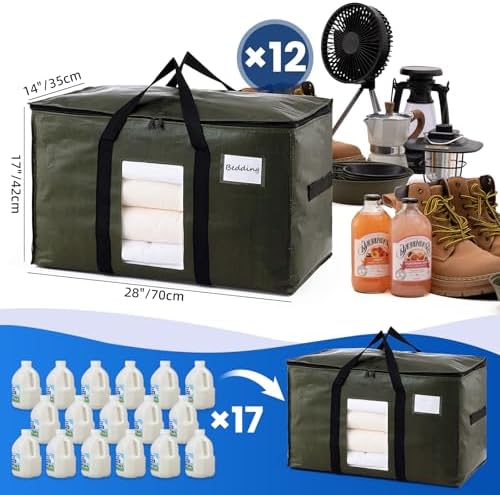 TAILI 12 Pack Green Extra Large Moving Bags,Storage Bag with Visible Window - Image 6