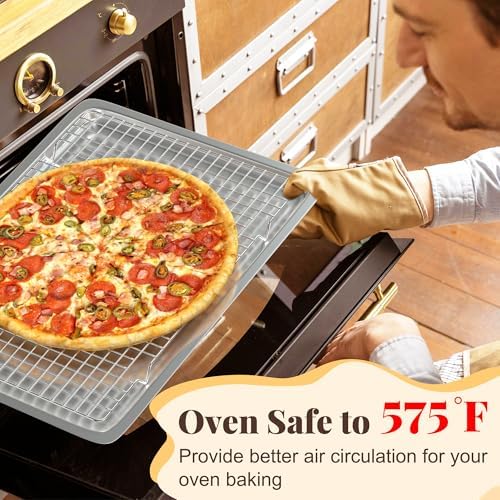 2 PCS Grid Wire Baking Cooling Racks, 11.65" x 16.85", Silver - Image 5