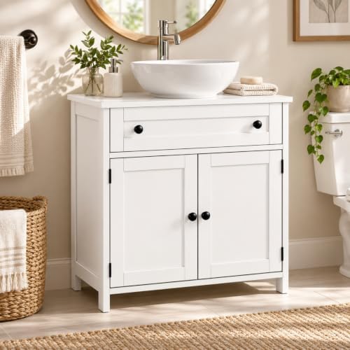 Bonnlo 24 Inch Bathroom Vanity Cabinet Without Sink, White, 2 Doors - Image 2