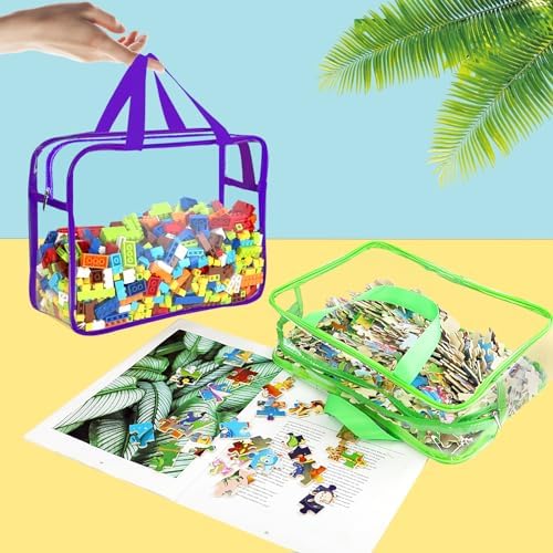 6 Colors Large Toy Storage Bags Reusable Clear Toy Organizer with Labels - Image 4