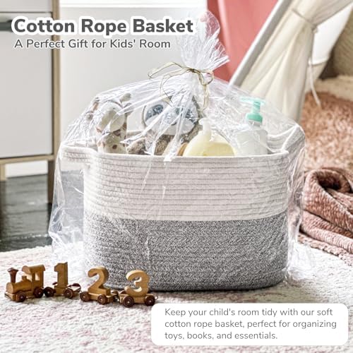 Goodpick Woven Rope Storage Basket for Shelves, Rectangle, Light Gray - Image 2