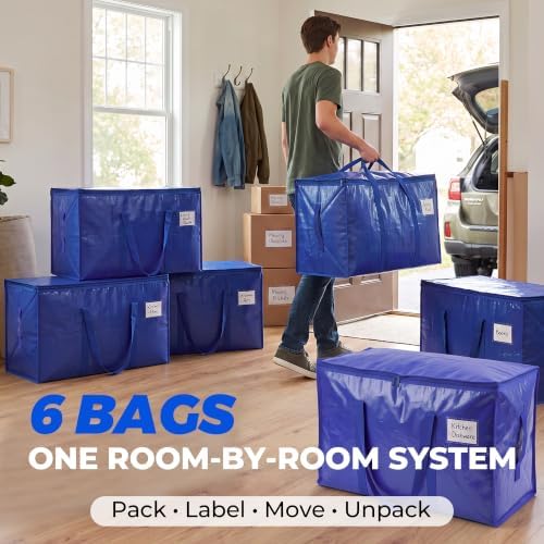 6 Pack Heavy Duty Moving Bags, Extra Large with Handles, Royal Blue - Image 7