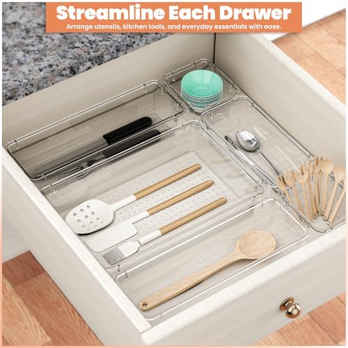 KICHLY 25-Piece Clear Drawer Organizer Set – Multi-Size Storage Trays - Image 3