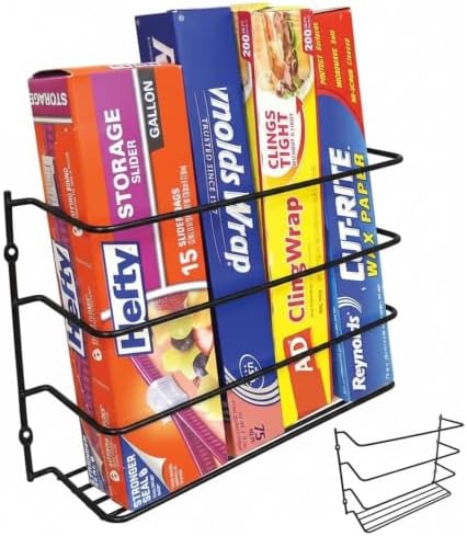 Evelots Kitchen Wrap & Food Bag Organizer Basket, Wall or Cabinet Door Mount, 2-Pack - Black by Evelots
