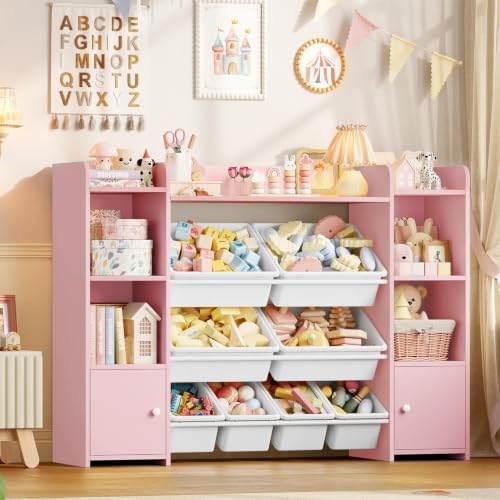 FOTOSOK Toy Storage Organizer with 8 Toy Bins, Kids Toy Storage by FOTOSOK