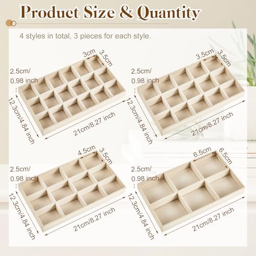 Junkin 12 Pcs Velvet Jewelry Organizer Tray, Stackable Storage - Image 2