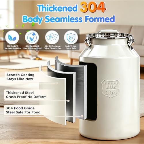 Large 304 Metal Dog Food Storage Container 48LB /45 Qt, Stainless Steel Airtight Pet Food Containers with Lid & Scoop, Pet Food Bin for Dogs, Cats and Dry Food Storage Keep Fresh - Image 6