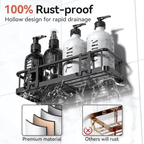 YASONIC Shower Caddy Adhesive, Rustproof Shower Shelves for Inside Shower - Image 2