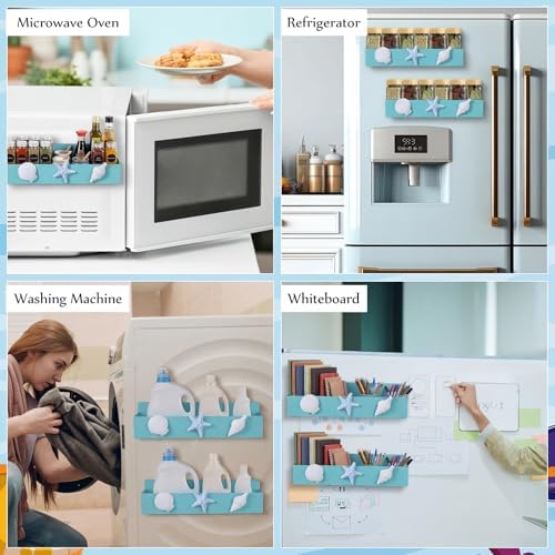 Beeveer 2 Pack Seashells and Starfish Magnetic Fridge Shelf Spice Rack - Image 6
