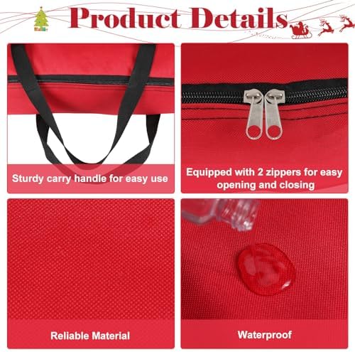 Oudain Pop up Christmas Tree Storage Bag Large, 34 x 34 x 4.7 Inch, Red - Image 3