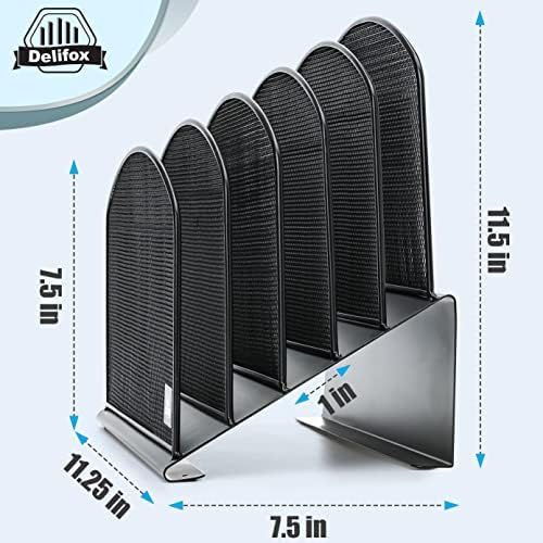 Delifox Inclined File Organizer for Desk, 5-Section Vertical File Holder - Image 2