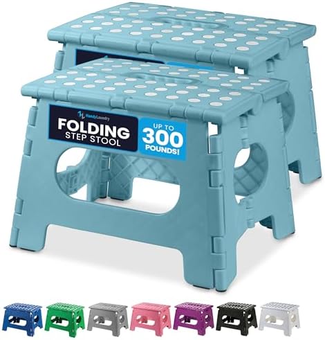 Handy Laundry Folding Step Stool 9 Inch 2-Pack, Teal, Holds 300 lbs by Handy+Laundry