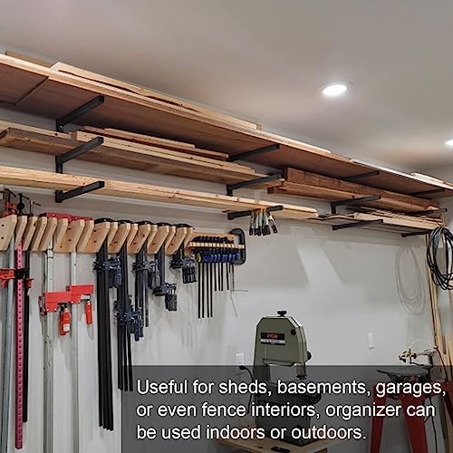 Lumber Storage Metal Rack, 3-Level Wall-Mounted Organizer and Wood Rack, Indoor & Outdoor Storage Solution for Workshop or Garage - 2 Pack - Image 6