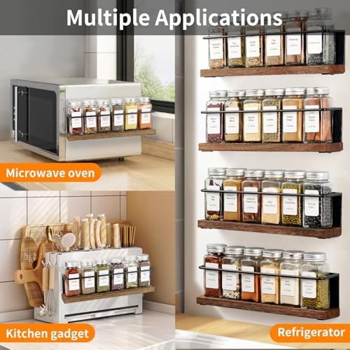 Magnetic Spice Rack Organizer with 12 Jars, 216 Labels, 1 Steel Funnel for Refrigerator，Microwave Oven - Full Set of Seasoning Organizer, Kitchen Gadgets - Image 4