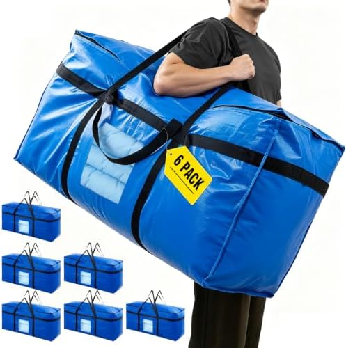 60 Gallon Extra Large Storage Bags, Heavy Duty Moving Bags, 6 Packs by Unknown
