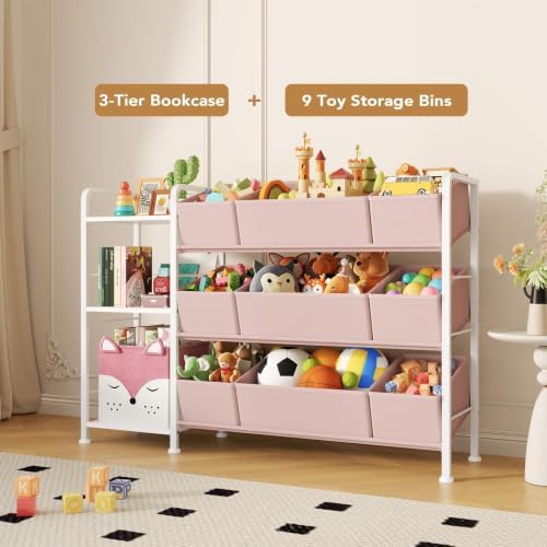 BBLIKE Kids Bookshelf and Toy Storage Organizer with 9 Removable Toy Bins - Image 6
