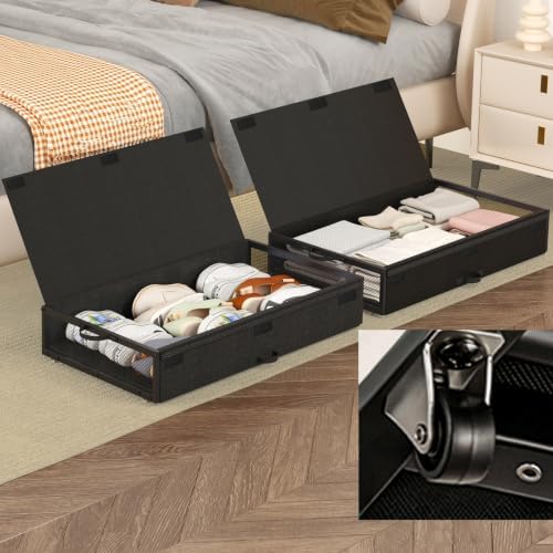 Fokyfok 2 Pack Under Bed Storage with Wheels 6 inch Height by Fokyfok