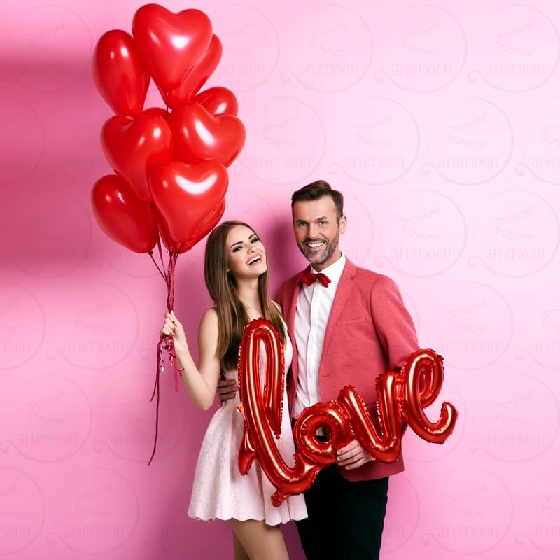 AFTERLOON® Biodegradable Balloons 100 pcs Baby Pink 10 Inch Heart Shaped, Thickened Extra Strong Natural Latex Helium Float, Proposal Marriage Love Baby Shower Gender Reveal Wedding Bridal