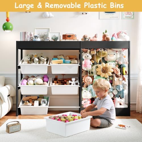 VontinT 50.6" W Toy Storage Organizer with Stuffed Animal Holder,Wooden - Image 5