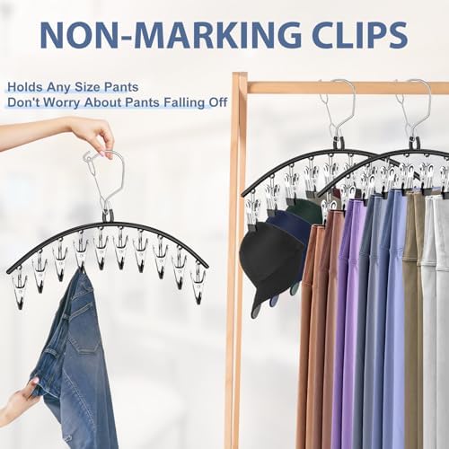 3 Pack Skirt Pants Hangers with Clips, Legging Organizer for Closet, Black - Image 5