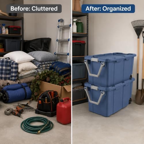 40 Gal Wheeled Storage Bin with Latching Lid 2-Pack,Blue - Image 6