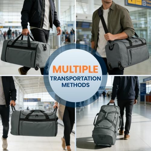 uarition 70L Foldable Rolling Duffle Bag with Wheels - Image 6