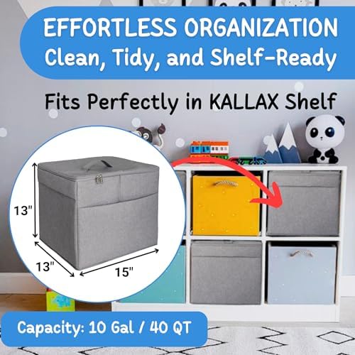 XL Toy Storage Organizer with Play Mat - Storage Bag/Box for Kids, Boys, Girls, Nursery, Playroom - Basket for Building Bricks/Blocks - Collapsible Fabric Cube Bin, 13"x13"x15" - Image 4