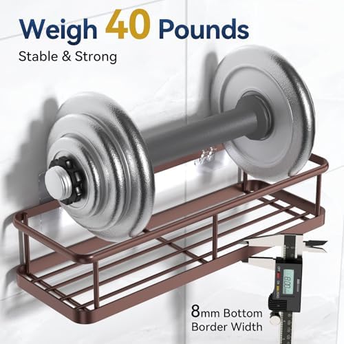 YASONIC Shower Caddy Adhesive, Rustproof Shower Organizer with Soap Holder, Large Capacity Shower Shelves for Inside Shower, No Drilling Bathroom Organizers and Storage for Home Decor（3 Pack Bronze） - Image 3