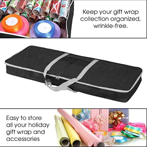 Christmas Gift Wrap Organizer | Wrapping Paper Storage Container Box (37” x 14” x 4”) Constructed of Durable 600D Oxford Material (Black) - Image 4