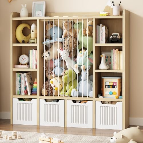 Toy Storage Organizer with Stuffed Animal Storage, Maple Wood by LEFURTURE