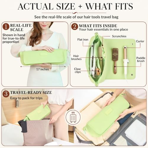 BAREFOOT CARIBOU Hair Tools Travel Bag and Heat Resistant Mat (Apple Green) - Image 2