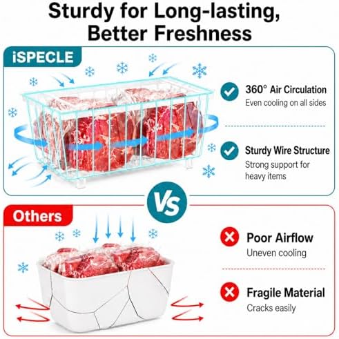iSPECLE Deep Freezer Organizer Bins - Small Baskets for 7 Cu.Ft, 6 Pack - Image 5