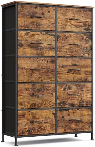 SONGMICS Dresser for Bedroom, Tall Dresser with 10 Fabric Drawers by SONGMICSbySONGMICSHOME