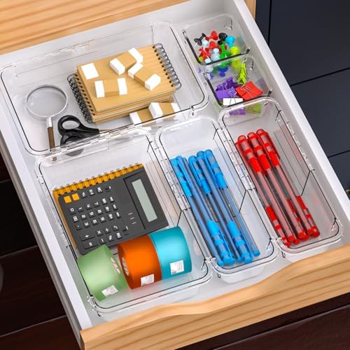 14 Pcs Adjustable Drawer Organizer, Clear Drawer Organizer Expendable - Image 5