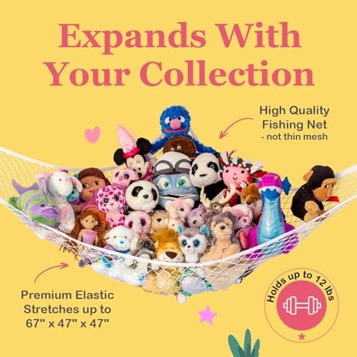 Large Stuffed Animal Storage Hammock 1 Pack | Holds 12 lbs | Corner Stuffed Animal Organizer | Plushie Net for Stuffed Animals | Stuffy Storage, Cute Bedroom, Room Decor | Blue - Image 3