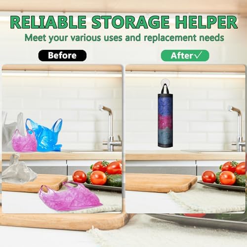 2 Pcs Plastic Bag Holders for Grocery Bags Hanging Mesh Dispenser Organizer - Image 4