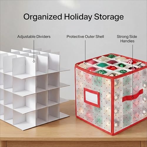 Christmas Tree Ball Organizer Ornament Storage Containers，Ornament Storage Box Hard Plastic Containers 64 Holiday Ornaments - Image 6