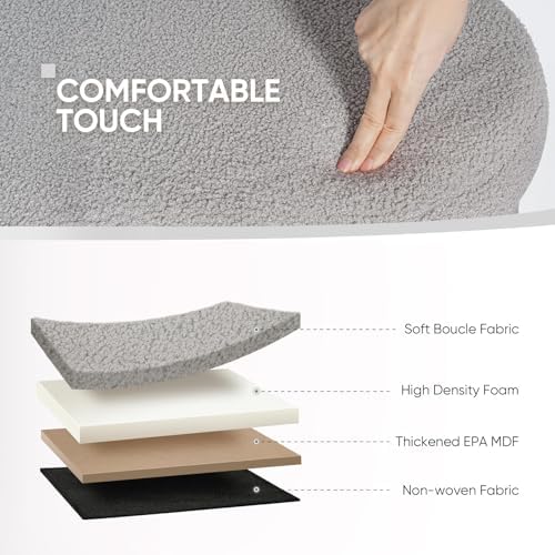 B FSOBEIIALEO 43.3" Sherpa Ottoman with Storage for Living Room, Grey - Image 4