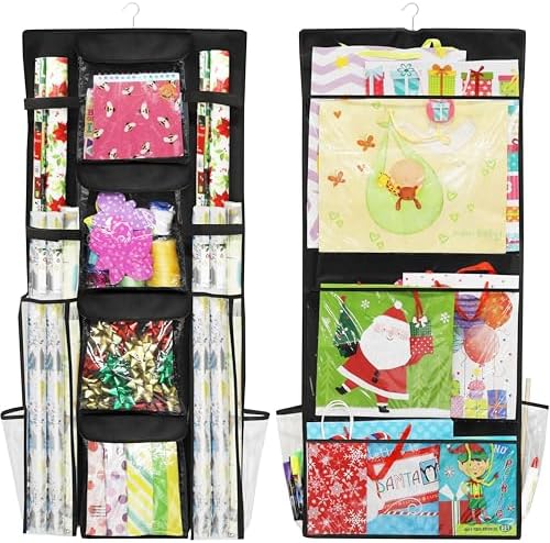 Simple Houseware Double-Sided Hanging Gift Wrap Organizer, Black (Set of 1) by SimpleHouseware
