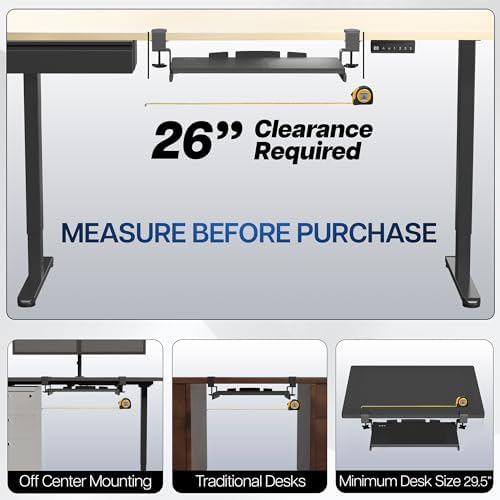 VIVO Black Clamp-on 20 x 11 in Keyboard Tray, MOUNT-KB05ES - Image 3
