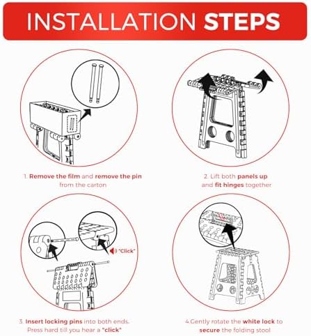ACKO Folding Step Stool 16 Inch, 400 lbs Capacity with Safety Lock, Gray - Image 6