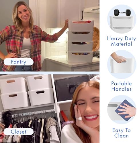 FINESSY White Plastic Storage Bins With Lids And Handles, 2 Pack Organizer - Image 2