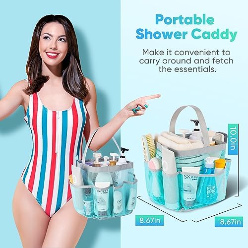 EUDELE Mesh Shower Caddy Portable, 8-Pocket Large Capacity, Quick Dry, Easy Clean, for Beach, Swimming, Gym, Travel - Image 3