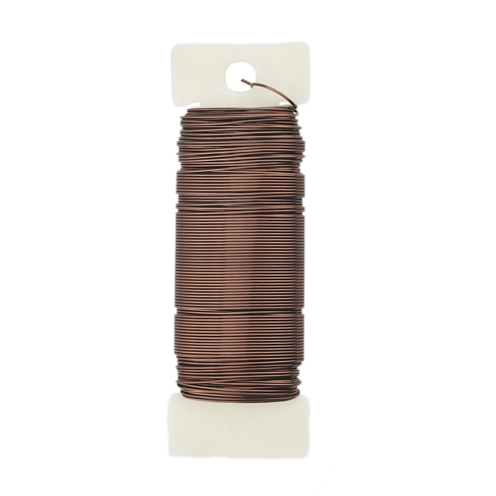 HAHIYO 22Gauge Coffee Color Metal Floral Wire - 1 Roll, 38 Yards (115 Feet) - Flexible Paddle Wire for Craft, Christmas Wreath, Flower Arrangement, Bouquet Wrapping, Wedding, DIY