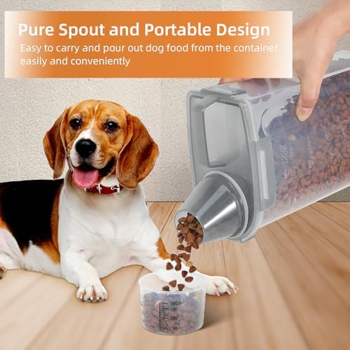 3-5Lbs Small Dog Cat Food Storage Container With Foldable Bowl-Clear Grey - Image 2